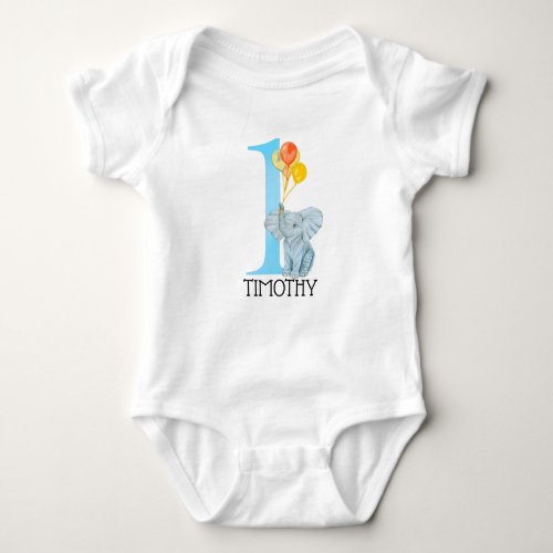 Personalized First Birthday Elephant Boy Baby Body Baby Bodysuit