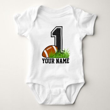 Personalized First Birthday Football Baby Bodysuit by nasakom at Zazzle