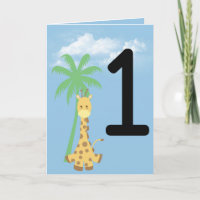 Personalized First Birthday Giraffe Birthday Card