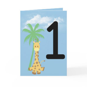 Personalized First Birthday Giraffe Birthday Card