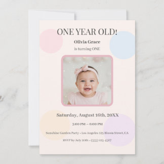 Personalized First Birthday Invitation Editable