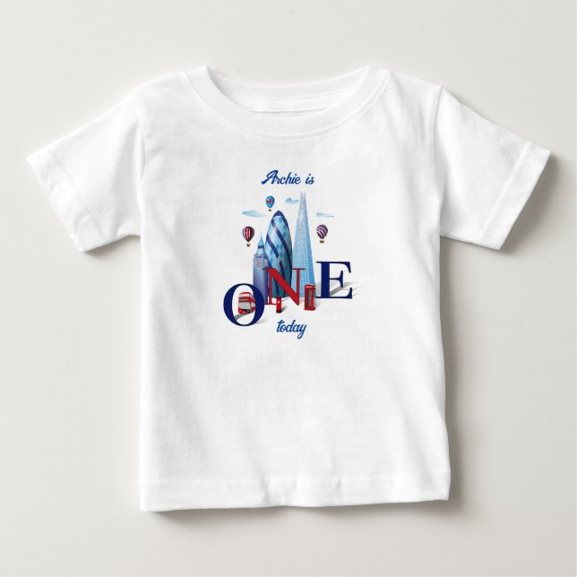 Personalized first birthday  London inspiredoutfit Baby T-Shirt (Front)
