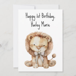 Personalized First Birthday Stuffed Toy Lion Card
