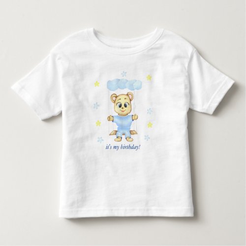 Personalized First Birthday Teddy Bear Boy  Toddler T_shirt