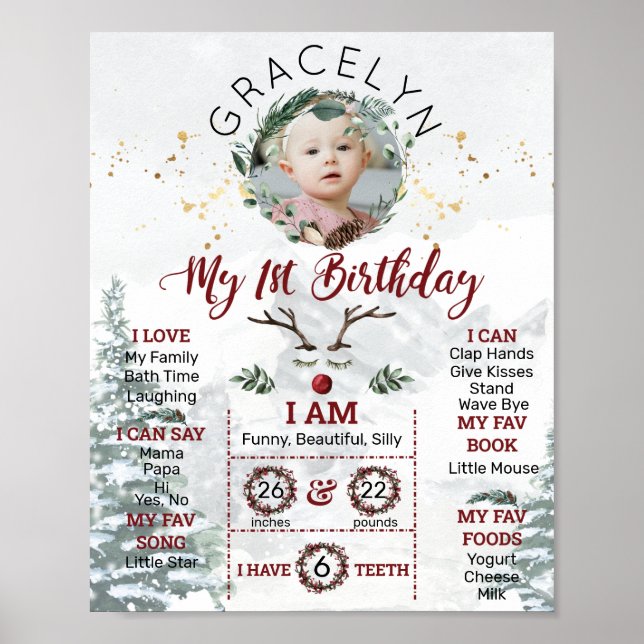 Personalized First Birthday Winter Edition Poster (Front)