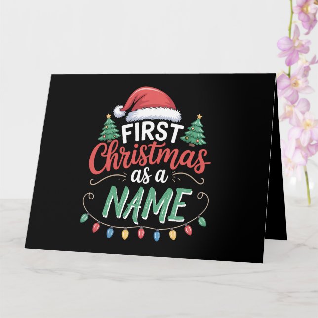Personalized First Christmas As A Family Matching  Card (Orchid)