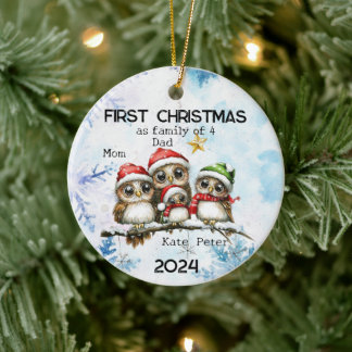 Personalized First Christmas as a Family of 4 Ceramic Ornament