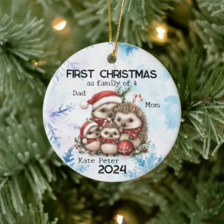 Personalized First Christmas as a Family of 4 Ceramic Ornament