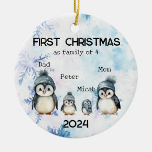 Personalized First Christmas as a Family of 4 Ceramic Ornament