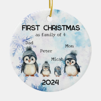 Personalized First Christmas as a Family of 4 Ceramic Ornament