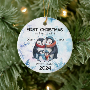 Personalized First Christmas as a Family of 4 Ceramic Ornament