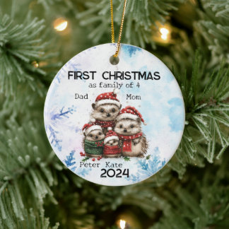 Personalized First Christmas as a Family of 4 Ceramic Ornament