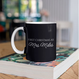 Personalized 'First Christmas as a Mrs.' Surname Coffee Mug