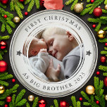Personalized First Christmas as Big Brother Photo Metal Ornament<br><div class="desc">Personalize this ornament with a photo of your baby and their big brother to make a beautiful keepsake to hang on the tree.</div>