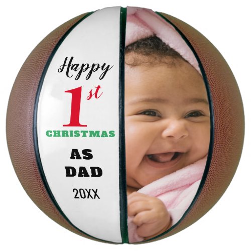 Personalized First Christmas As Dad Custom Photo Basketball