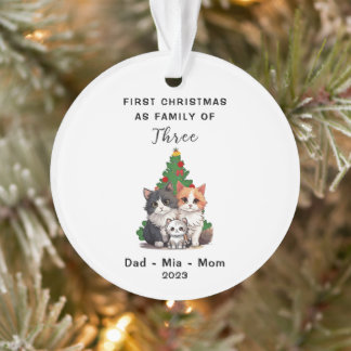 Personalized First Christmas As Family Of Three Ornament
