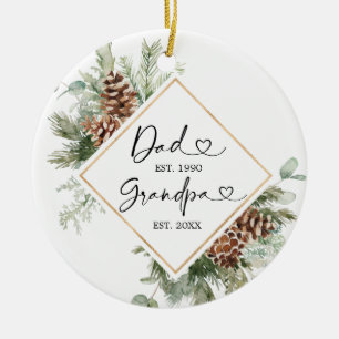Personalized First Christmas As Grandfather Gift Ceramic Ornament