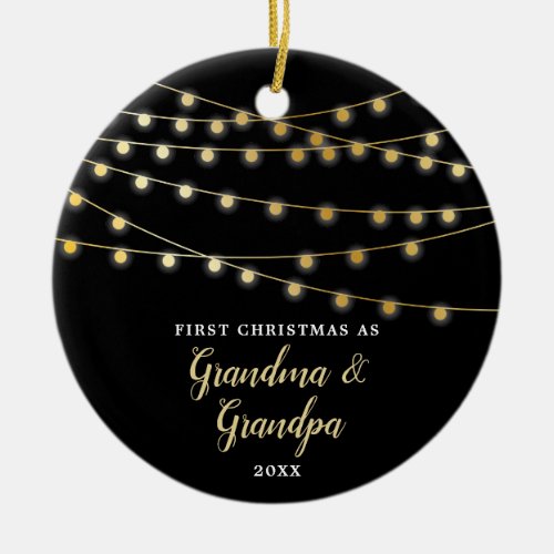 Personalized First Christmas As Grandma  Grandpa Ceramic Ornament