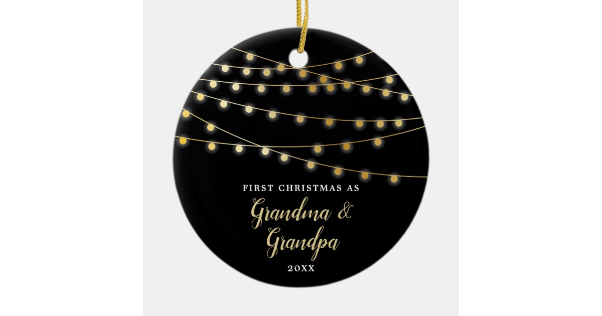 Personalized First Christmas As Grandma & Grandpa Ceramic Ornament | Zazzle