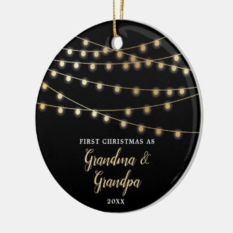 Personalized First Christmas As Grandma & Grandpa Ceramic Ornament | Zazzle