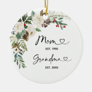Personalized First Christmas as Grandmother Gift Ceramic Ornament