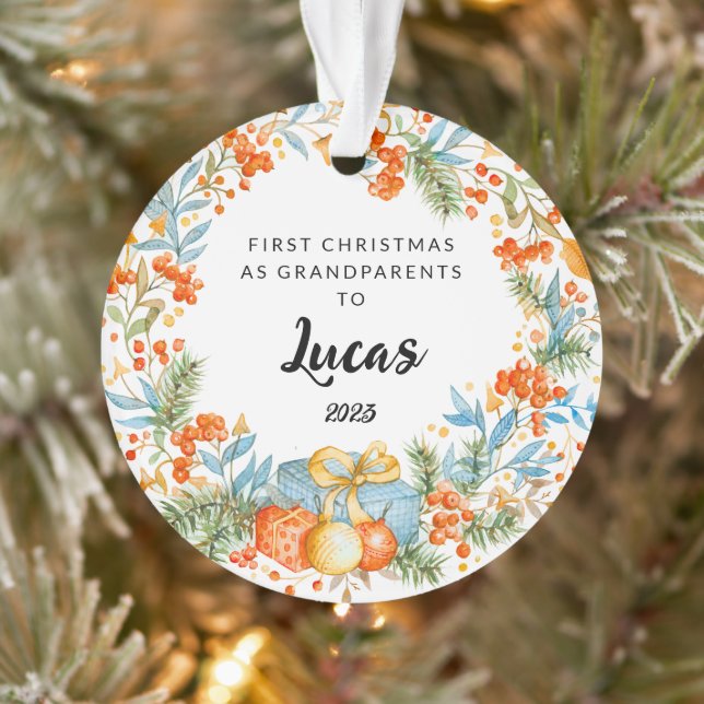 Personalized First Christmas As Grandparents   Ornament (Tree)