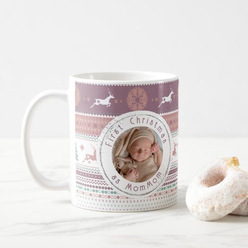 Personalized First Christmas as MomMom Baby Photo Coffee Mug