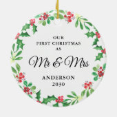Personalized First Christmas As Mr And Mrs Photo Ceramic Ornament | Zazzle