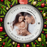 Personalized First Christmas as Parents Photo Metal Ornament<br><div class="desc">Personalize this ornament with a favorite photo to give to the new parents as a keepsake ornament to hang on their tree.</div>