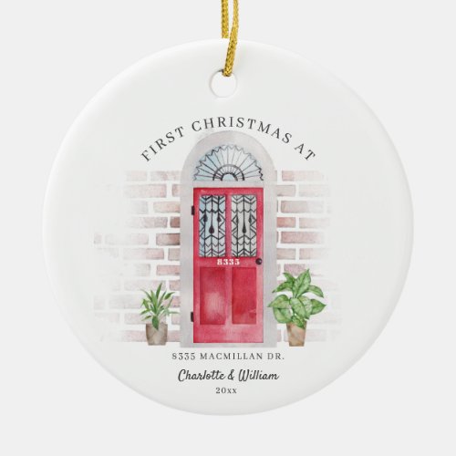 Personalized First Christmas At New Home Holidays Ceramic Ornament
