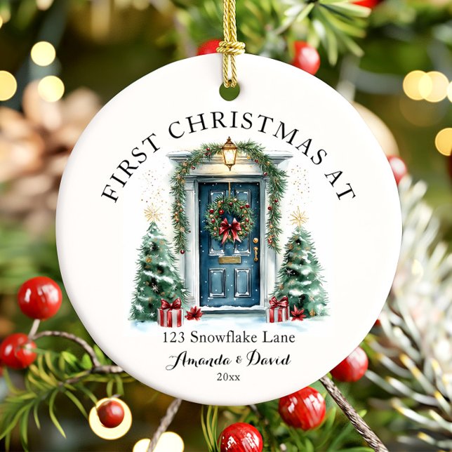 Personalized First Christmas At Our New Home Ceramic Ornament (Creator Uploaded)
