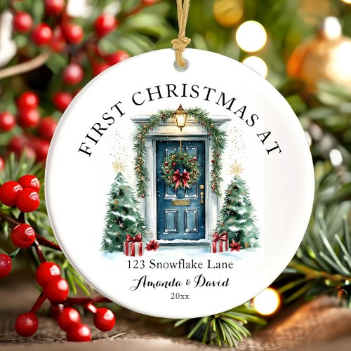 Personalized First Christmas At Our New Home Ceramic Ornament