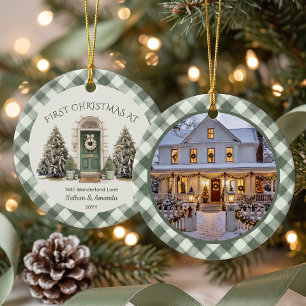 Personalized First Christmas At Our New Home Ceramic Ornament
