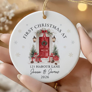 Personalized First Christmas At Our New Home Ceramic Ornament