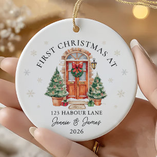 Personalized First Christmas At Our New Home Ceramic Ornament