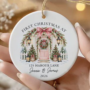 Personalized First Christmas At Our New Home Ceramic Ornament