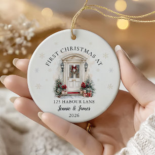 Personalized First Christmas At Our New Home Ceramic Ornament