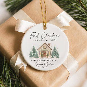 Personalized First Christmas At Our New Home Ceramic Ornament