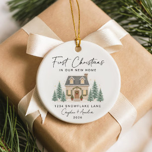 Personalized First Christmas At Our New Home Ceramic Ornament
