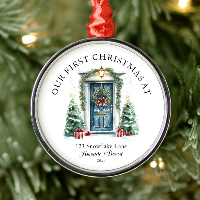 Personalized First Christmas At Our New Home Metal Ornament (Creator Uploaded)