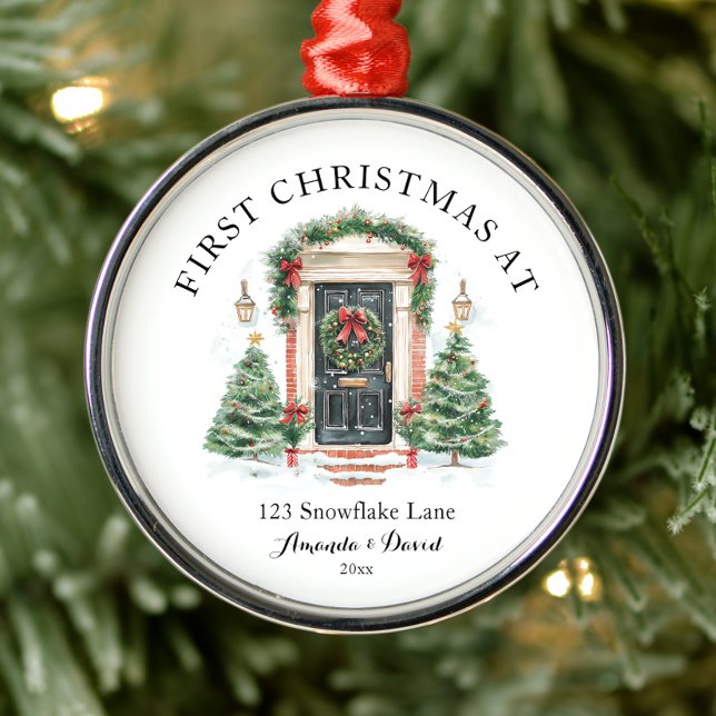 Personalized First Christmas At Our New Home Metal Ornament (Creator Uploaded)