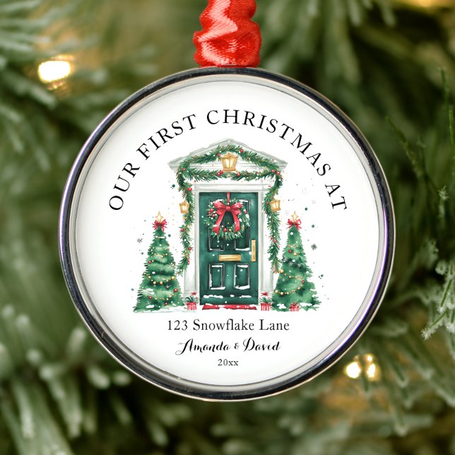 Personalized First Christmas At Our New Home Metal Ornament (Creator Uploaded)