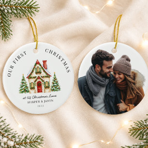 Personalized First Christmas At Our New Home Photo Ceramic Ornament
