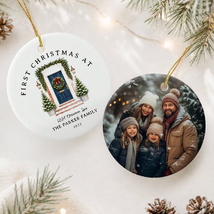 Personalized First Christmas At Our New Home Photo Ceramic Ornament
