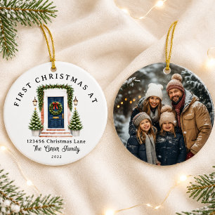 Personalized First Christmas At Our New Home Photo Ceramic Ornament