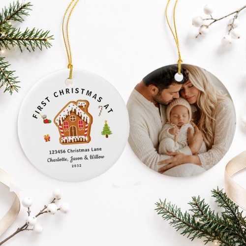 Personalized First Christmas At Our New Home Photo Ceramic Ornament
