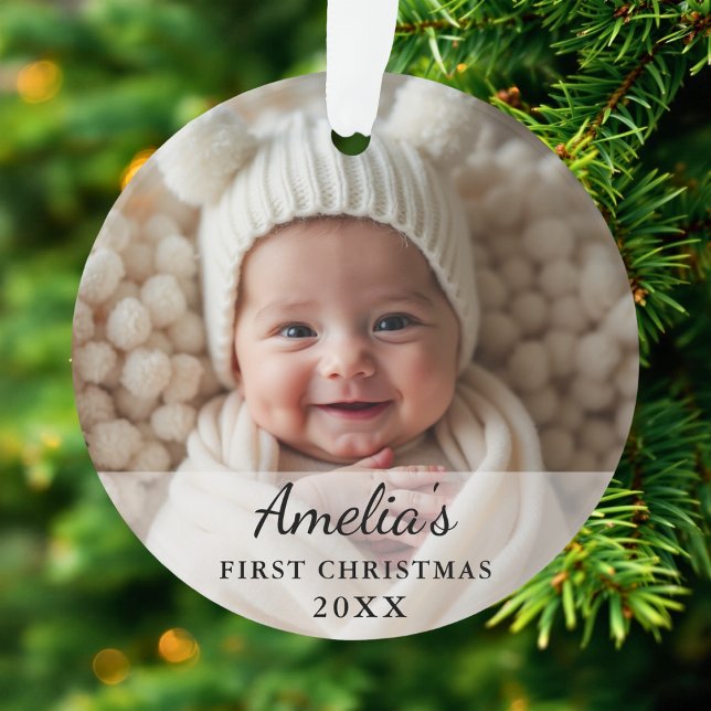 Personalized First Christmas Baby Photo Ornament (Creator Uploaded)