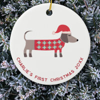 Personalized First Christmas Dachshund Dog