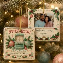 Personalized First Christmas Engaged 2026 Photo
