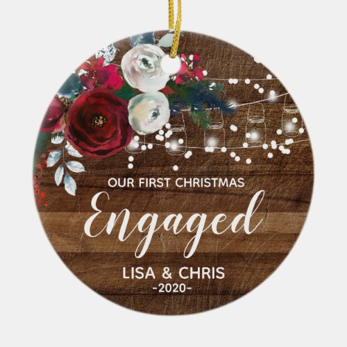 Personalized First Christmas Engaged Ornament